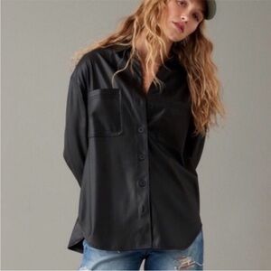 AEO faux leather shacket